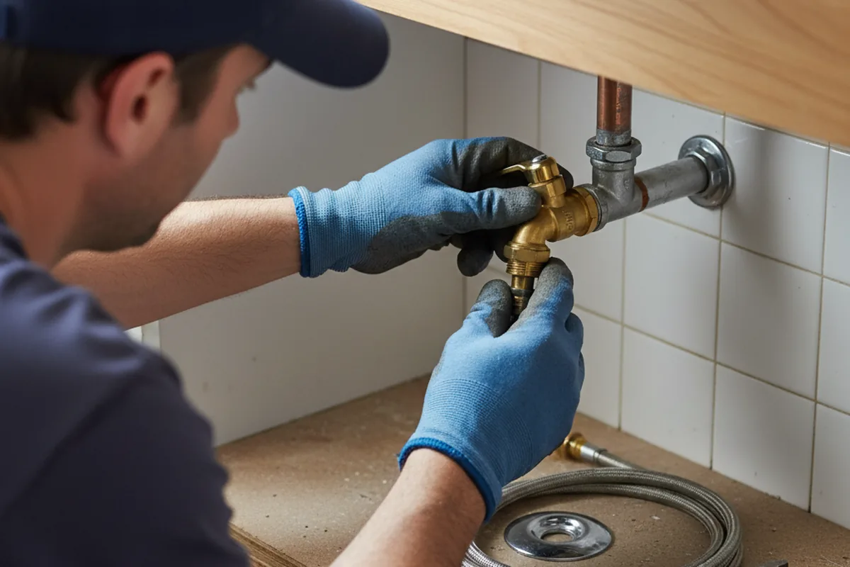 Shutoff valve and fitting work during Emergency Plumbing in Sebago